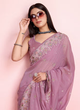 Organza pink colour saree